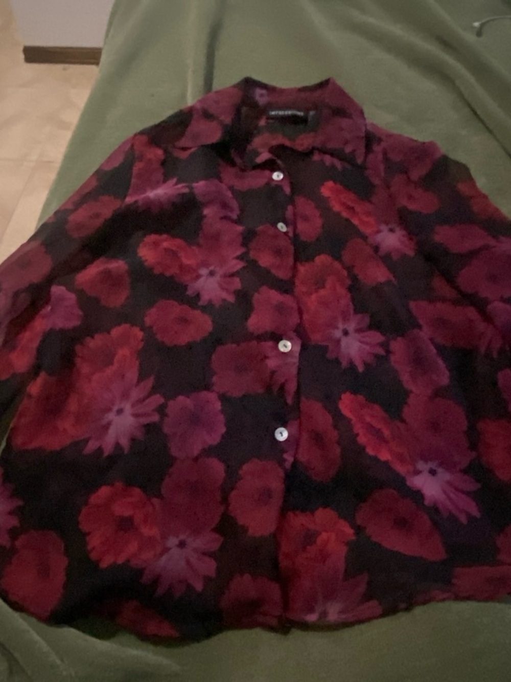 Impressions Men's Floral Button-Down Shirt - Black, Red & Purple